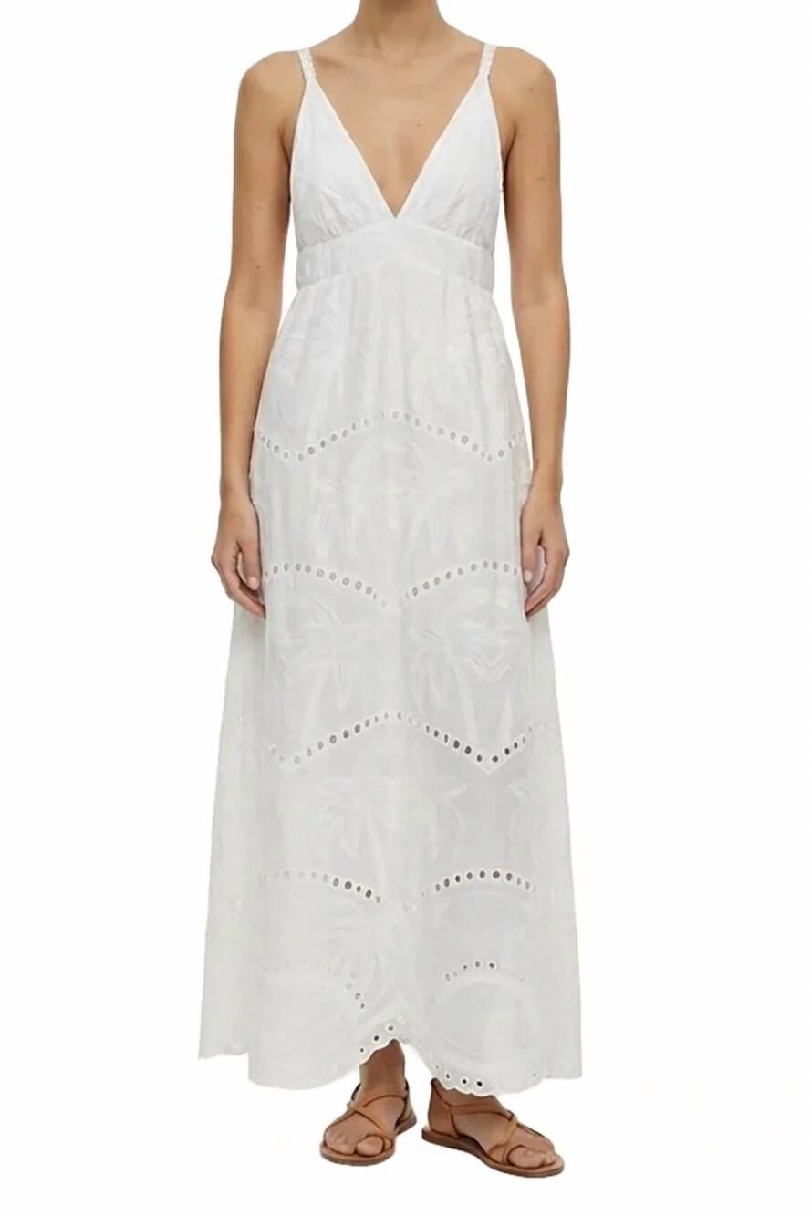 NEW LE SUPERBE bohemian palms gown in white